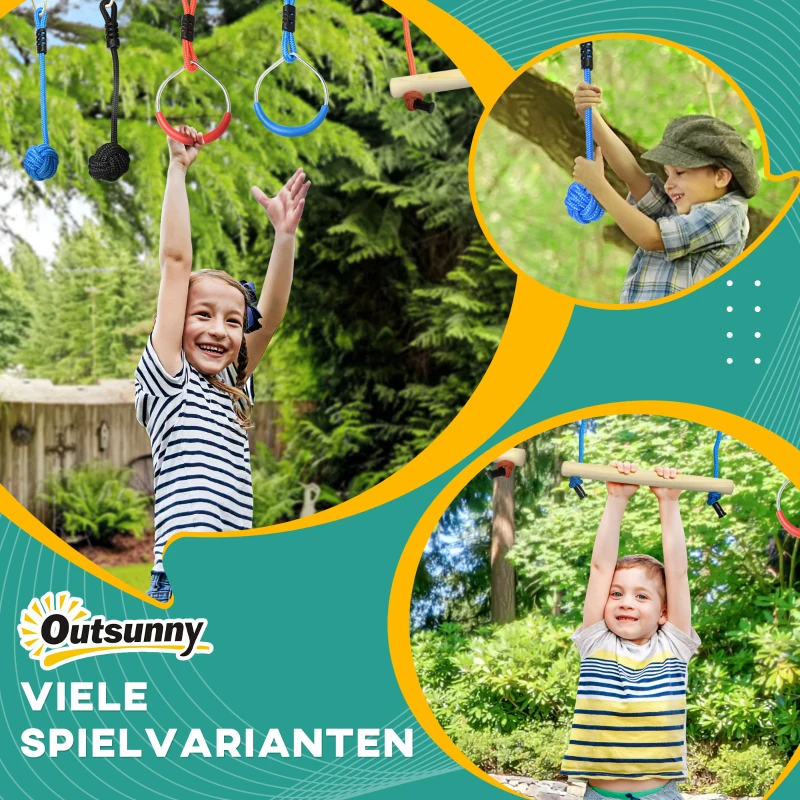 Outsunny Ninja Slackline Set 10m Hangende Obstakels Outdoor Klimset