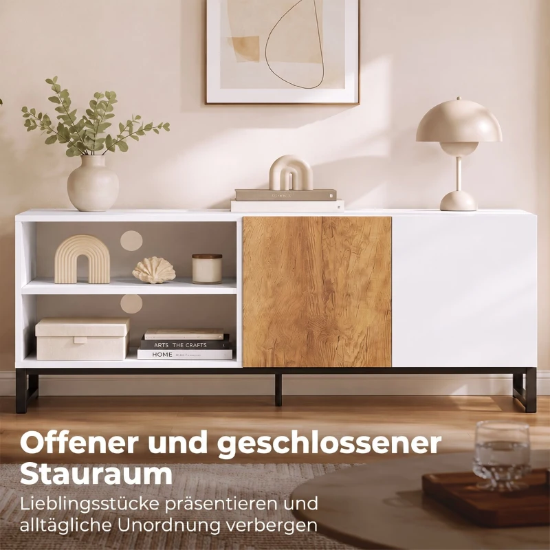 HOMCOM TV-Schrank für Fernseher bis 55 Zoll, modernes TV-Lowboard mit verstellbaren Einlegeböden, Weiß