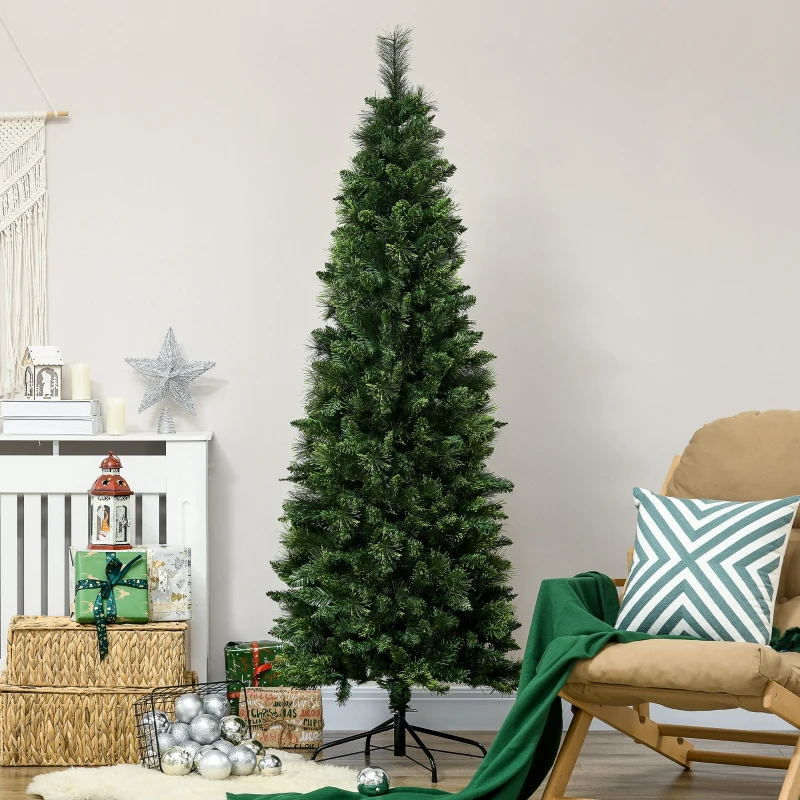 HOMCOM Árvore de Natal Artificial 180 cm Árvore de Natal com 648 Ramos Fácil de Montar e Base Desmontável de Aço Ø70x180 cm Verde