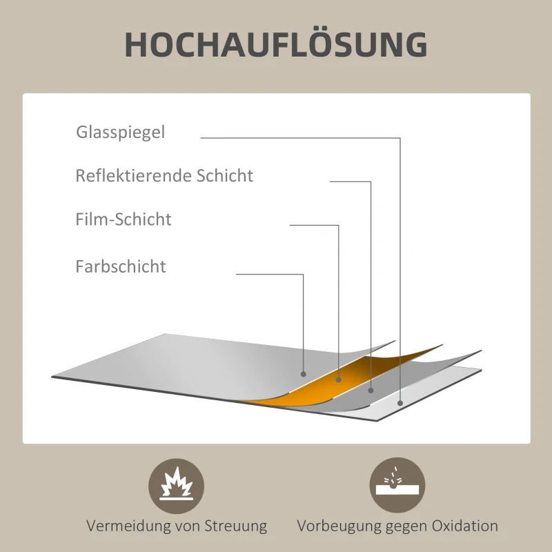 HOMCOM Wandspiegel, 50 x 70 cm, frame in houtlook, eenvoudige montage, incl. schroeven