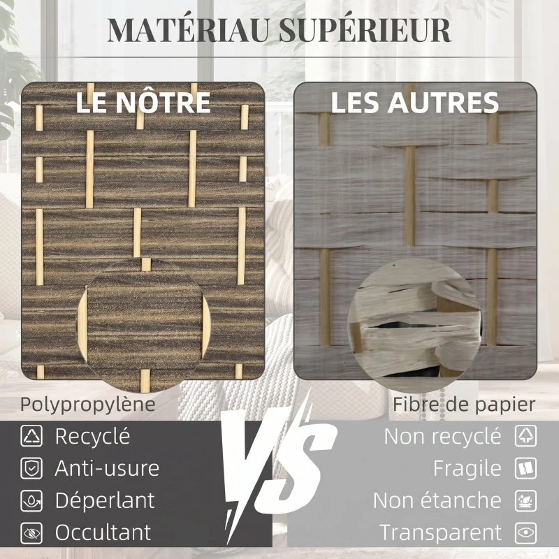 HOMCOM Paravent intérieur en bois 4 panneaux séparateur de pièce pliable pour salon chambre 180 x 180 cm chêne foncé
