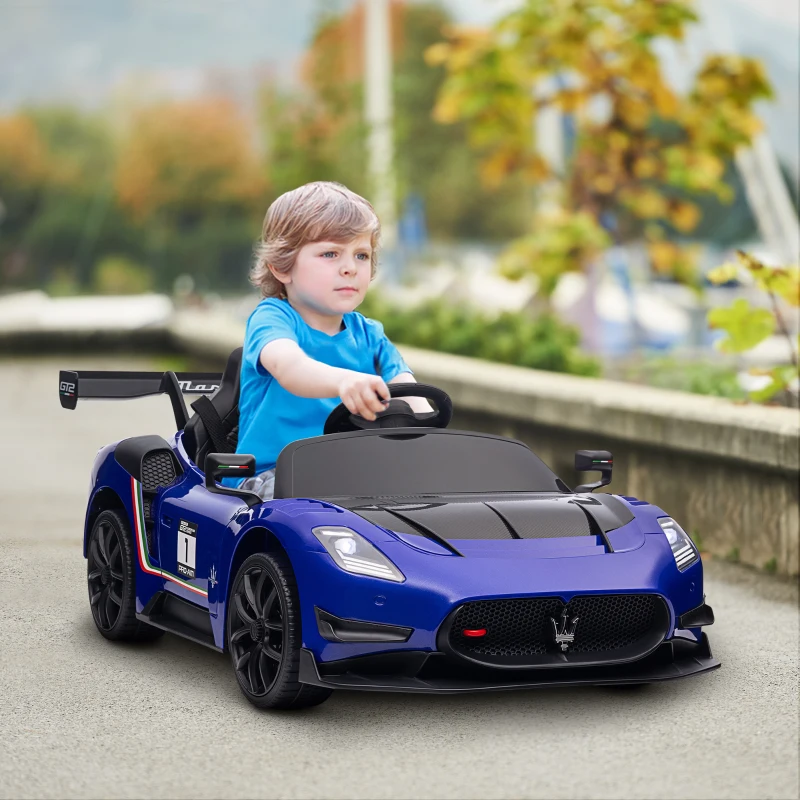 AIYAPLAY Elektro-Kinderauto 12V, lizenziert, Fernbedienung, stoßdämpfende Räder, Blau, 115x60x45 cm(m-10)