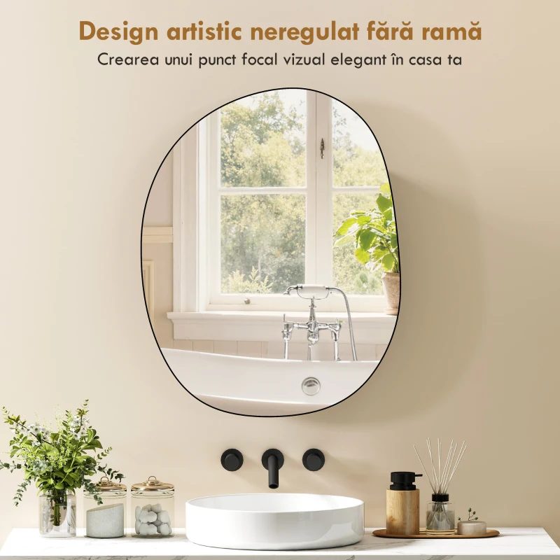 HOMCOM Dulap de Baie cu Oglindă și 3 Rafturi Interioare, Aluminiu și Metal, 61x12x79 cm, Negru