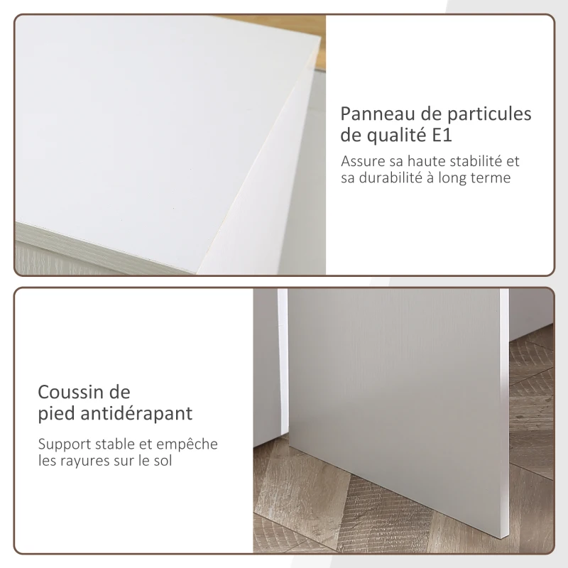 HOMCOM Bureau d'angle rotatif à 180°, bureau d'ordinateur, bibliothèque, tiroir, placard, poste de travail, 117x82x74cm, blanc