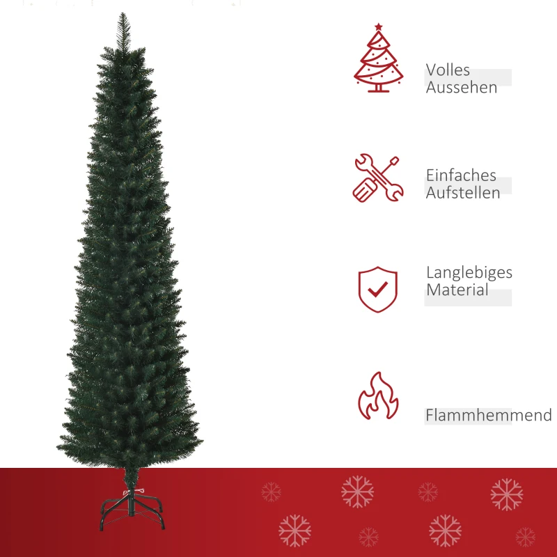 HOMCOM Kerstboom 180 cm, zeer realistisch, 380 takken, brandvertragend, stabiele basis, Groen