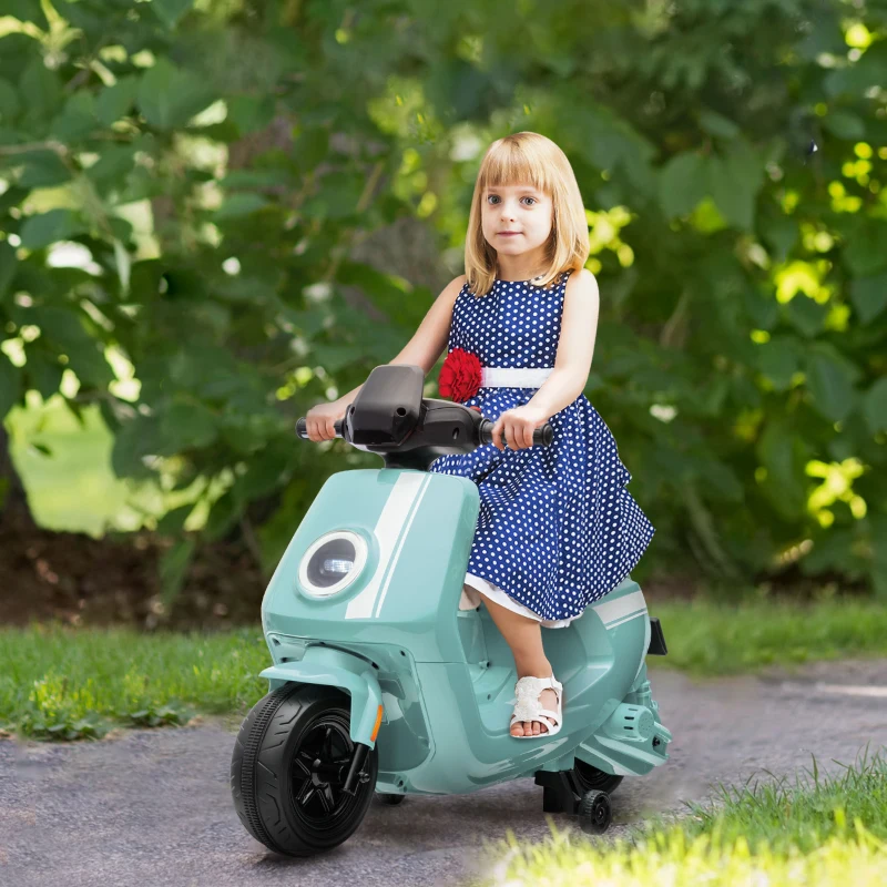 AIYAPLAY Scooter électrique enfants moto porteur pour enfants phare et musique, marche avant/arrière, roues d'entraînement
