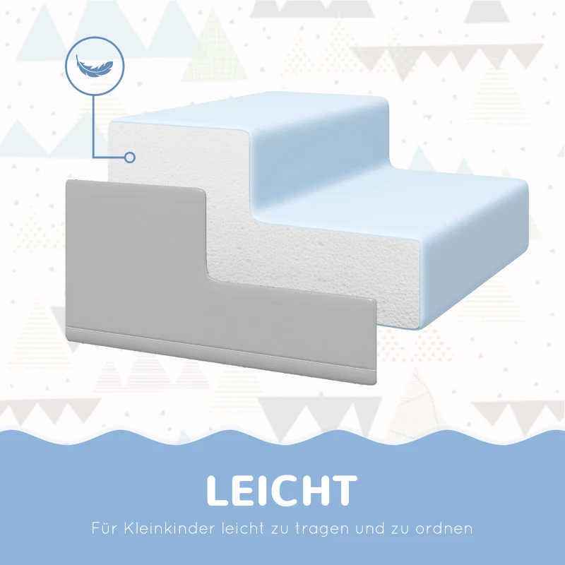 HOMCOM 4-delige Set Zachte Bouwblokken voor Klimmen en Glijden, Kunstlederen Bekleding, voor Kinderen van 1-3 Jaar, Multicolor