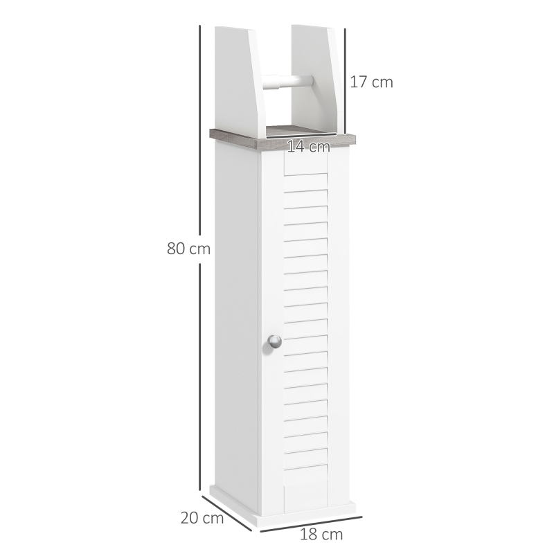 kleankin Toilet Roll Holder Cabinet, Slim Freestanding Bathroom Cabinet with Adjustable Shelf, Toilet Roll Storage Unit, White