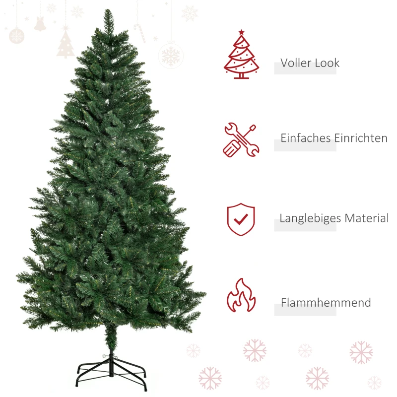HOMCOM Kunstkerstboom 180 cm met 724 Takken en Metalen Standaard voor Binnengebruik