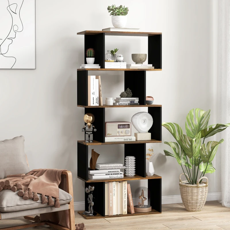 Homcom Biblioteca Moderna – 10 Rafturi Deschise, 5 Nivele