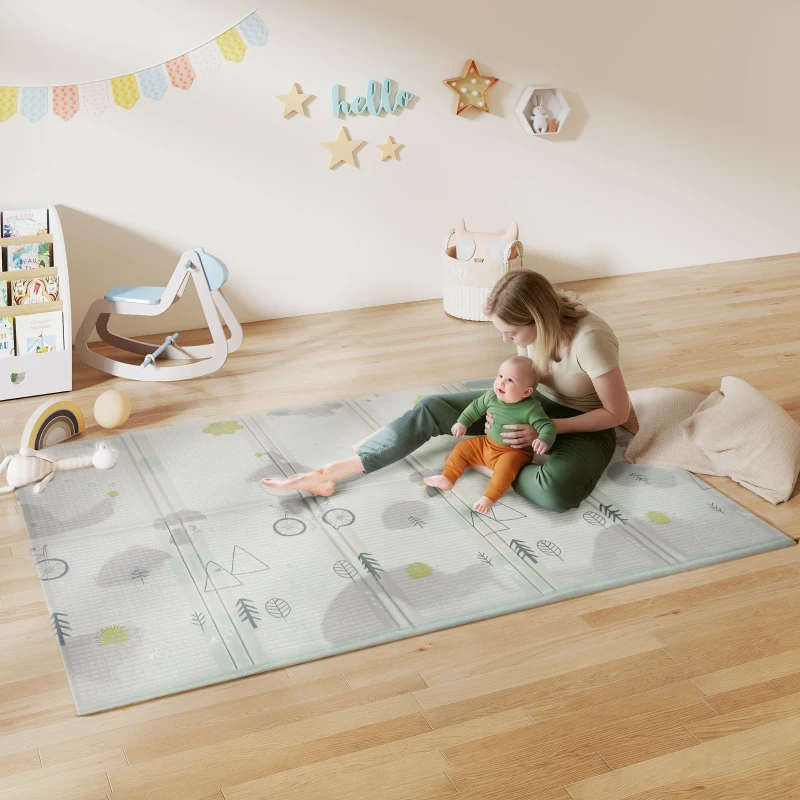 AIYAPLAY Tapis de jeu pour bébé pliable et réversible, tapis de sol en mousse épais, 200 x 150 x 1,5 cm, multicolore
