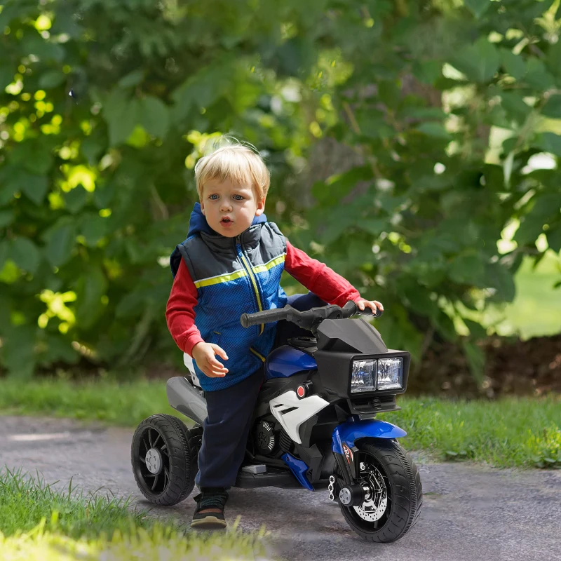 HOMCOM Elektro-Kindermotorrad für Kinder 37-95 Monate Blau+Weiß