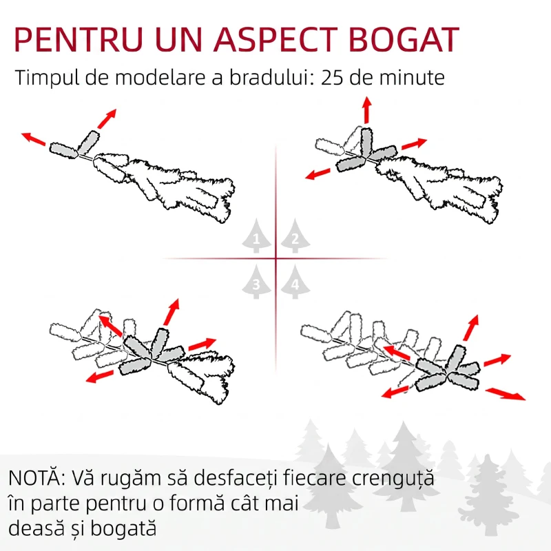 HOMCOM Brad de Crăciun 183 cm cu 479 Ramuri Înzăpezite, Design Îngust și Înalt cu Bază Rabatabilă, Verde