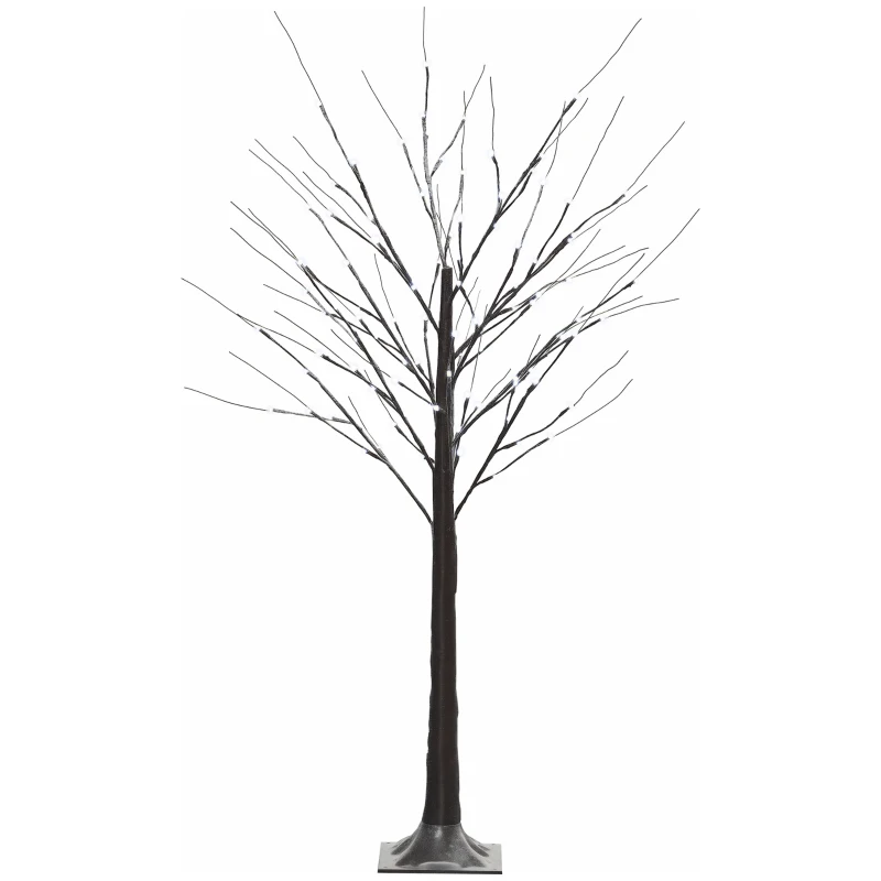 HOMCOM Kunstmatige Berk met LED-verlichting, 96 warmwitte Micro-LEDs, 150 cm, Bruin