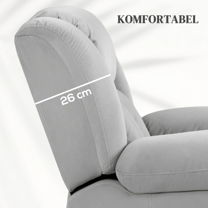 HOMCOM Elektrische TV Fauteuil met Opsta-hulp Relaxfauteuil met Lig-, Warmte- en Massagefunctie Massagesessel met Afstandsbediening Bekerhouder Zijvak USB Pocketvering Fluweel Lichtgrijs(m-7)
