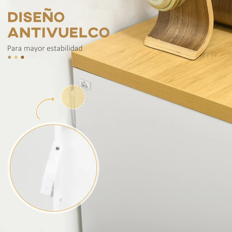 HOMCOM Cómoda con 3 Cajones Cómoda Dormitorio sin Tiradores Cajonera para Salón Oficina Estilo Moderno 70x37x75 cm Blanco