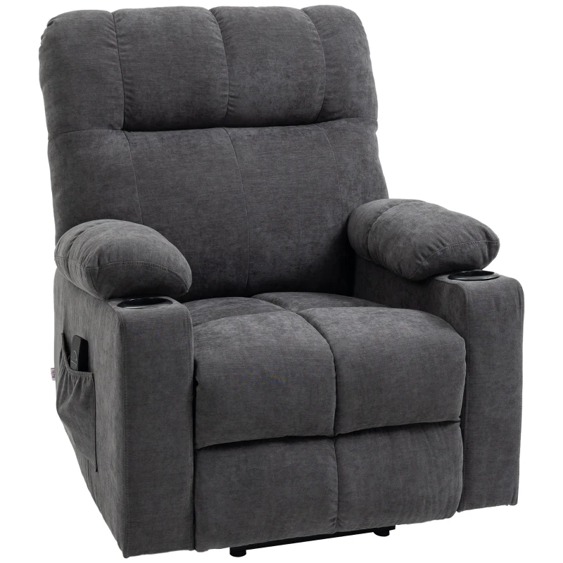 HOMCOM Opstaan hulp seniorenstoel, ligfunctie, inclusief afstandsbediening, 144 cm x 91 cm x 88 cm, Donkergrijs