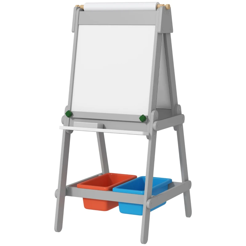 AIYAPLAY Dubbelzijdige Kinder Tekenezel met Papierrol, Krijtbord, Whiteboard, 3-in-1 Ontwerp, voor Tekenen en Schilderen