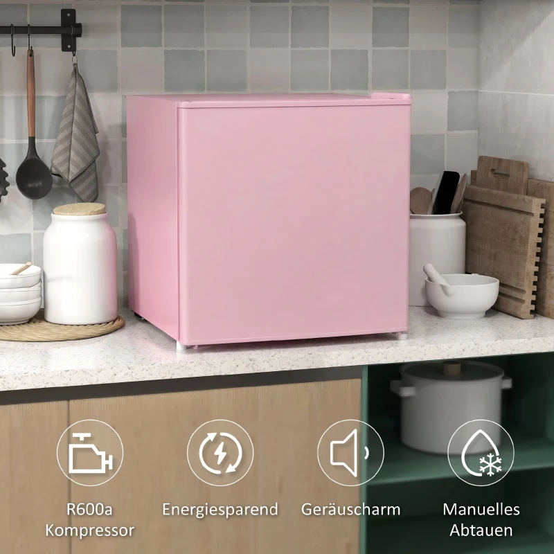 HOMCOM Tischgefrierschrank mit 35 Liter Kapazität, kleiner Gefrierschrank mit umkehrbarer Tür, Rosa