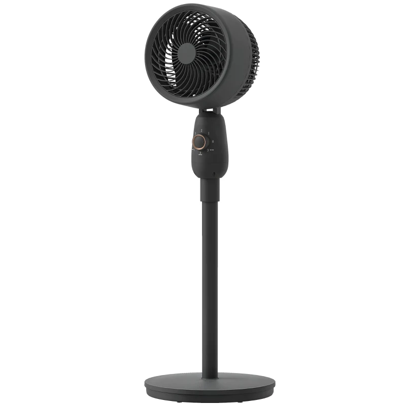 HOMCOM Pedestal Fan, Powerful Air Circulator, 36 Inch Floor Standing Fan with 3 Speed Settings, 70° Oscillating for Bedroom, Home and Office, Black