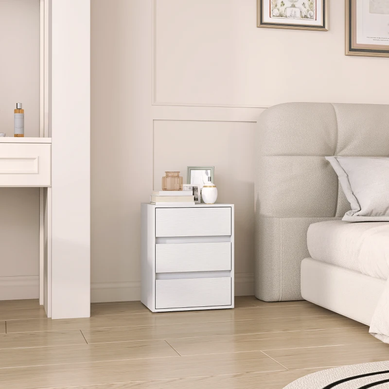 HOMCOM Cassettiera 3 Cassetti Moderna in Legno Bianco, 40x30x50.5 cm