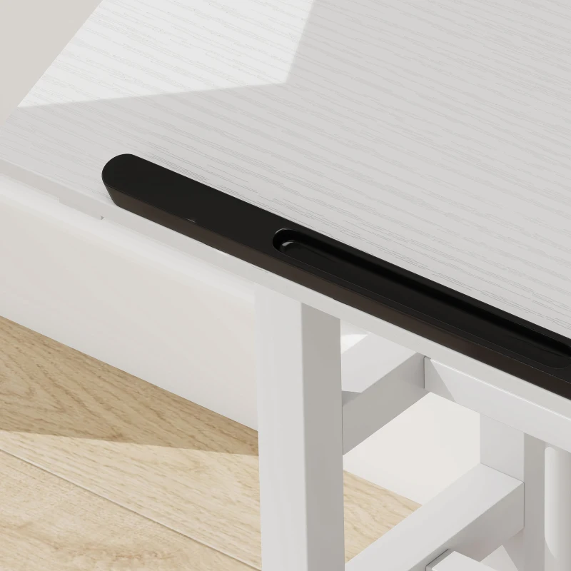 HOMCOM Bureau Assis-Debout, Bureau Réglable en Hauteur 70 x 60 cm, à Roulettes avec Plateau Inclinable, 70x60x70,5-120cm, Blanc
