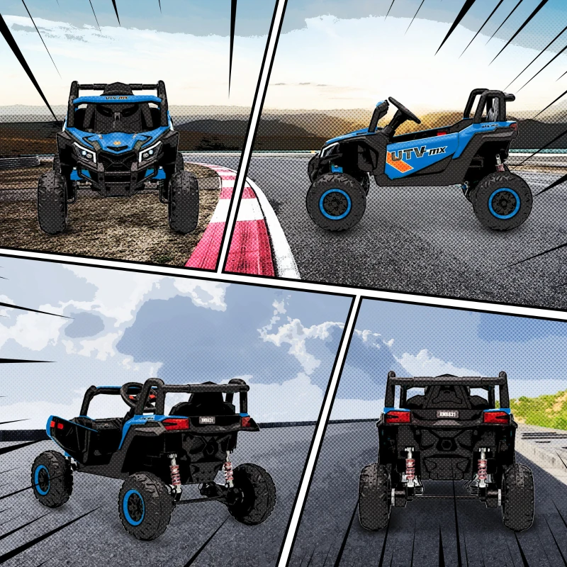 AIYAPLAY Carro Elétrico para Crianças 12V com 2 Motores Controlo Remoto 2,4G Velocidade até 7 km/h e USB 96x61x56 cm Azul