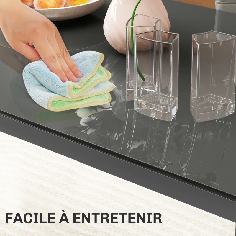 HOMCOM Ensemble table à manger avec 4 chaises, table de cuisine avec chaises en cuir synthétique, 120 x 70 x 75 cm, gris
