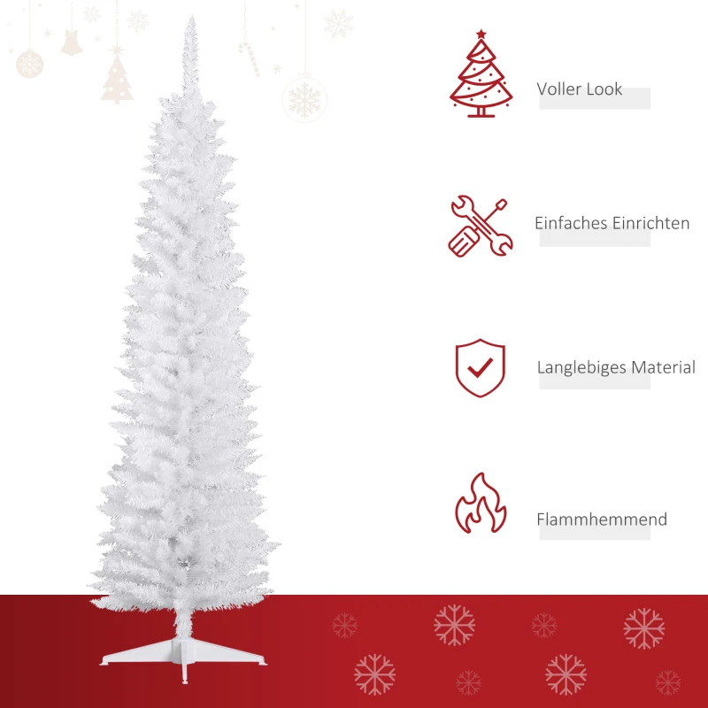 HOMCOM kerstboom dennenboom met kunststof standaard 390 takpunten wit Ø 55 x 180 h cm