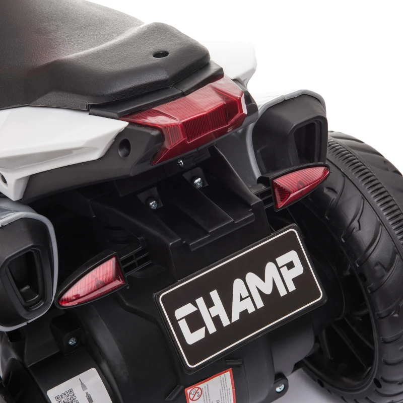 HOMCOM Motocicletă Electrică pentru Copii 3-5 Ani (max. 25 kg) cu 3 Roți, Lumini și Sunete, Baterie 6V, Roșie, 86x42x52 cm