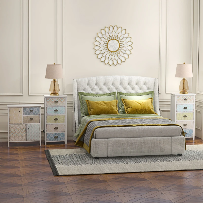 HOMCOM Commode ladekast sideboard, modern design, 5 lades, 46 cm x 34 cm x 97,5 cm, kleurrijk