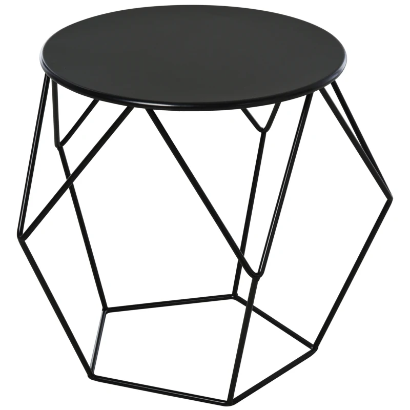 HOMCOM Table Basse Ronde Table d'appoint Bout de Canapé Design Industriel dim. Ø 51 x H44 cm en Acier Noir