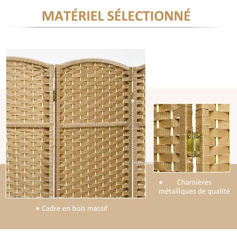 HOMCOM Paravent interieur en bois 8 panneaux 320 x 170 cm séparateur de pièce pliable pour salon, chambre à coucher, naturel