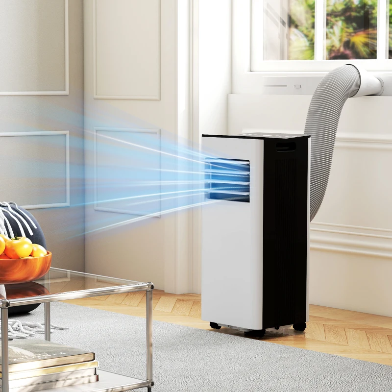 HOMCOM Aire Acondicionado Portátil 3 en 1 9000 BTU con Control Remoto Pantalla LED Temporizador 2 Velocidades para 28m² Blanco