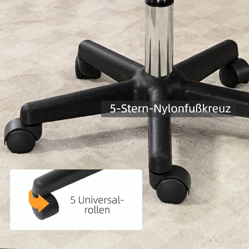 HOMCOM Rollkruk met rugleuning, verstelbare hoogte (72-84 cm), 360° draaibaar, lichtbruin