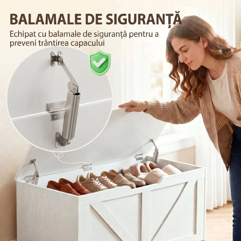 HOMCOM Comodă pentru Sufragerie, Cufăr pentru Jucării din Lemn, 100cm, Alb