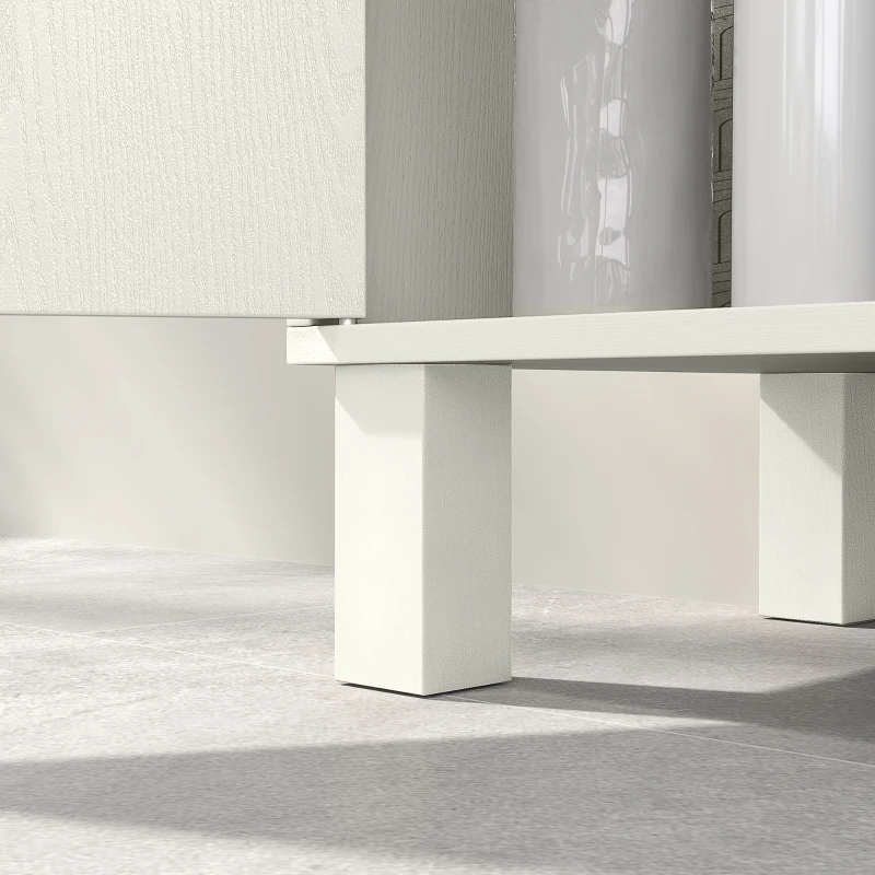 HOMCOM Mueble Bajo Lavabo con Estante Ajustable para Lavabos sin Pedestal 60x30x63 cm Blanco Crema