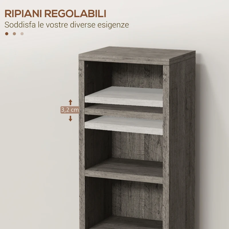 HOMCOM Set di 2 Scaffali Porta CD con Mensole Regolabili per 204 CD, 21x22.5x88.5 cm, Grigio
