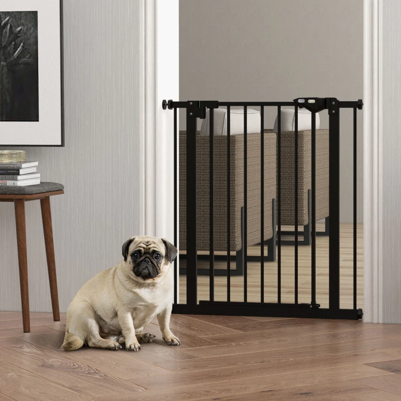PawHut Cancellino per Cani e Animali Domestici con Chiusura Automatica per Scale e Ingressi, 68x77 cm, Nero