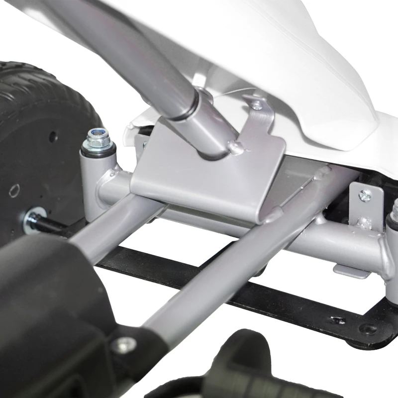AIYAPLAY Go Kart para Niños de +3 Años con Asiento Ajustable Volante Freno Manual Marco de Aluminio y Acero Carga 30 kg Blanco