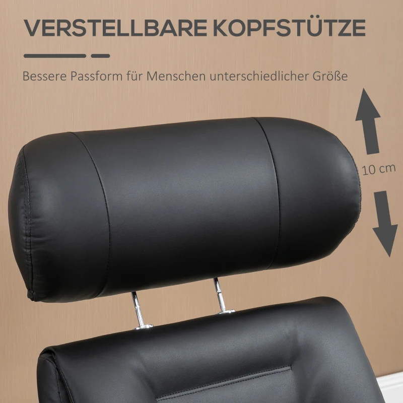 HOMCOM Fauteuil met voetenbank, 360° draaibaar, ligfunctie, leesstoel, zwart, 80 x 84 x 108 cm(m-5)