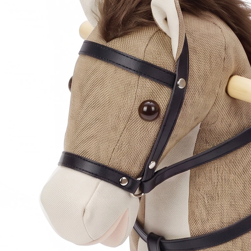 AIYAPLAY Caballo Balancín con Sonidos y Asas de Seguridad Base de Madera para Niños de 12 a 36 Meses Marrón Oscuro