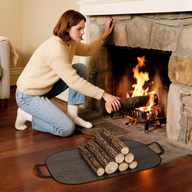Outsunny Lemnaie 0.8m³ Regulabilă cu Husă Impermeabilă și Lanțuri din Oțel, 235x31x116 cm, Negru