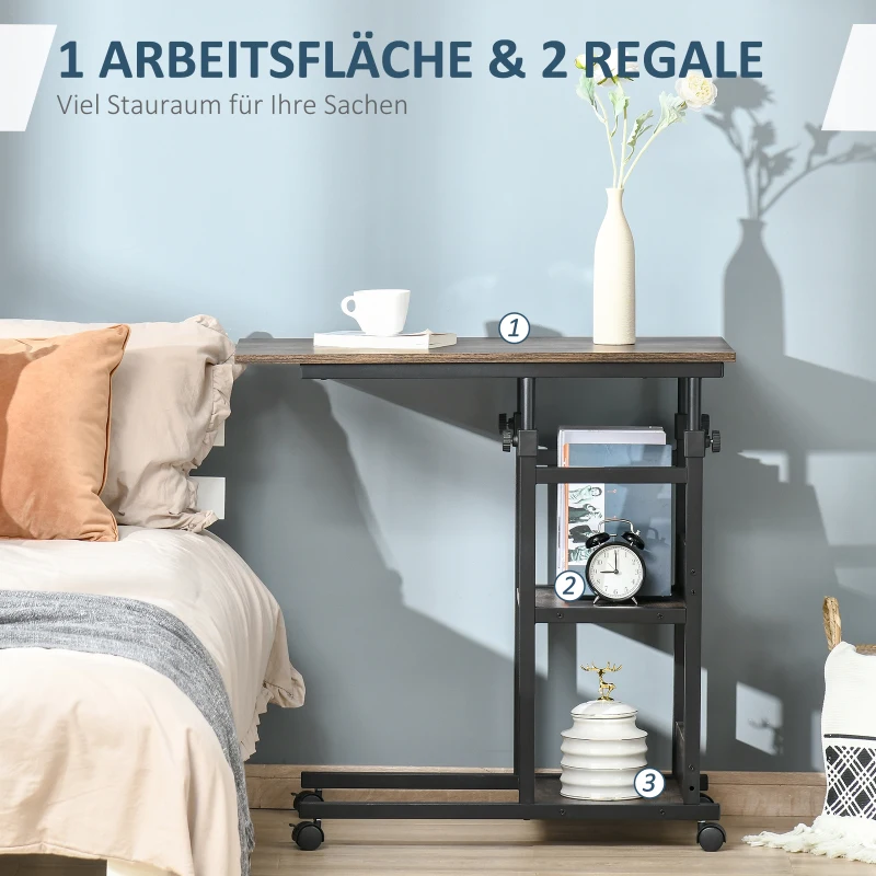 HOMCOM bijzettafel salontafel met wielen(m-5)