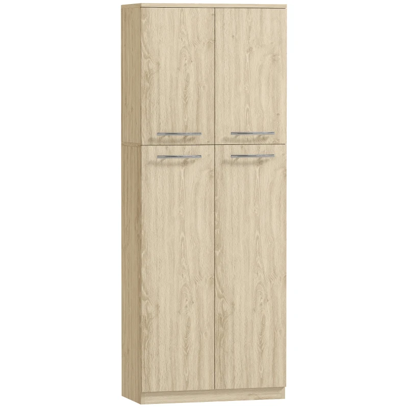 HOMCOM Mobilier de Depozitare Minimal cu 2 Dulapuri și Rafturi Reglabile, din Lemn culoare Stejar, 59x31x155 cm