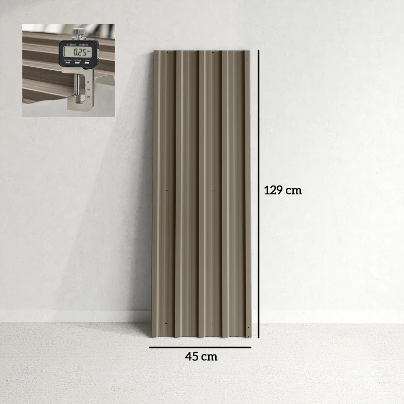 Outsunny Lot de 12 Panneaux en Acier Galvanisé Résistant aux Intempéries, Marron, Dim. d'un Panneau 129L x 45l cm