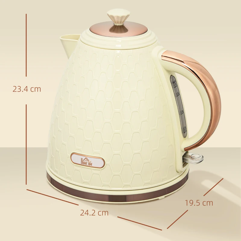 HOMCOM Electric Kettle, 1.7L, Fast Boil, 3000W Cordless Water Kettle with Removable Washable Anti-scale Filter, Beige