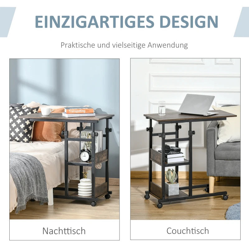 HOMCOM bijzettafel salontafel met wielen(m-4)