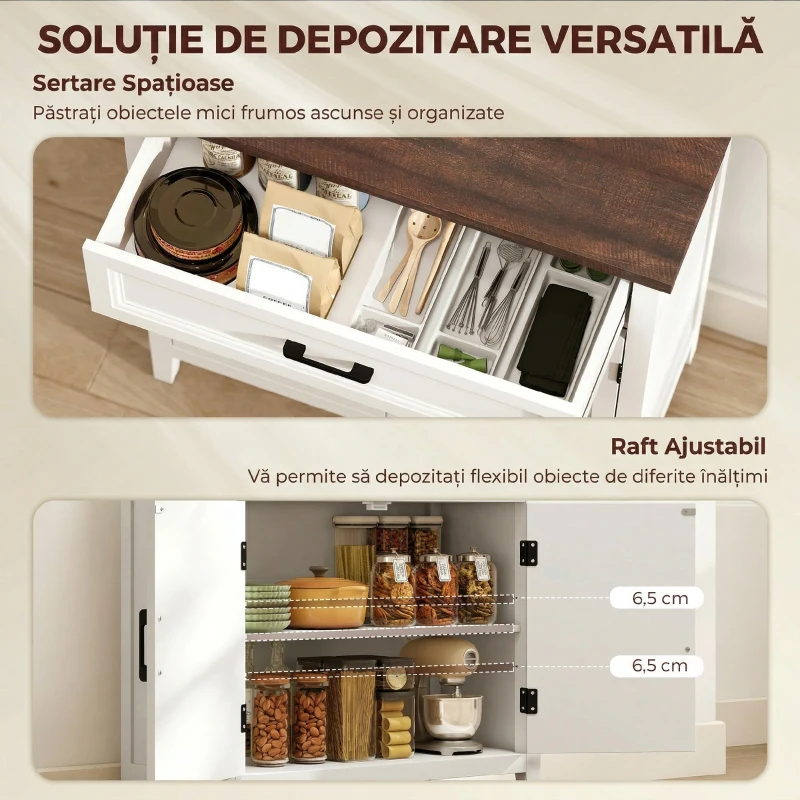 HOMCOM Comodă Mică Dulap Sertar Compact, MDF, 76 x 35 x 80 cm, Alb