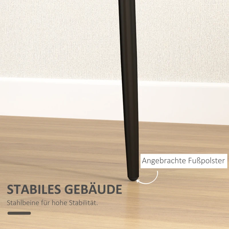 HOMCOM Set van 4 Eetkamerstoelen, Armloos ontwerp, Stofbekleding, Metalen poten, Zwart(m-6)